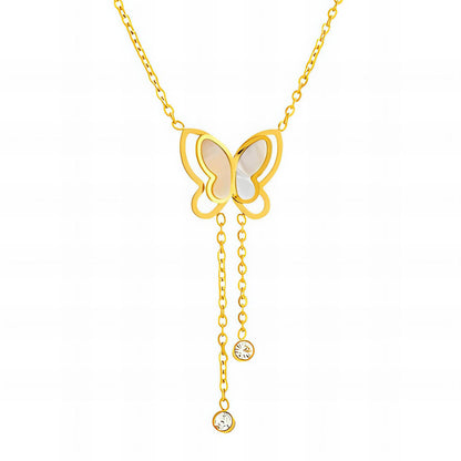 18K gold plated Stainless steel  Butterfly necklace, Intensity