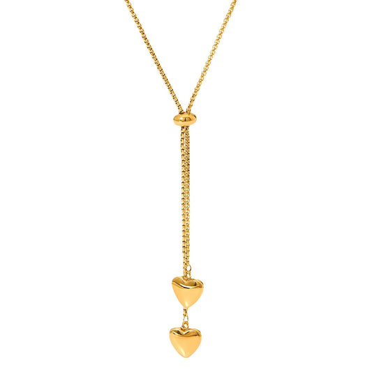 18K gold plated Stainless steel  Hearts necklace, Intensity