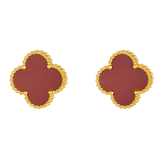 18K gold plated Stainless steel  Four-leaf clover earrings, Intensity