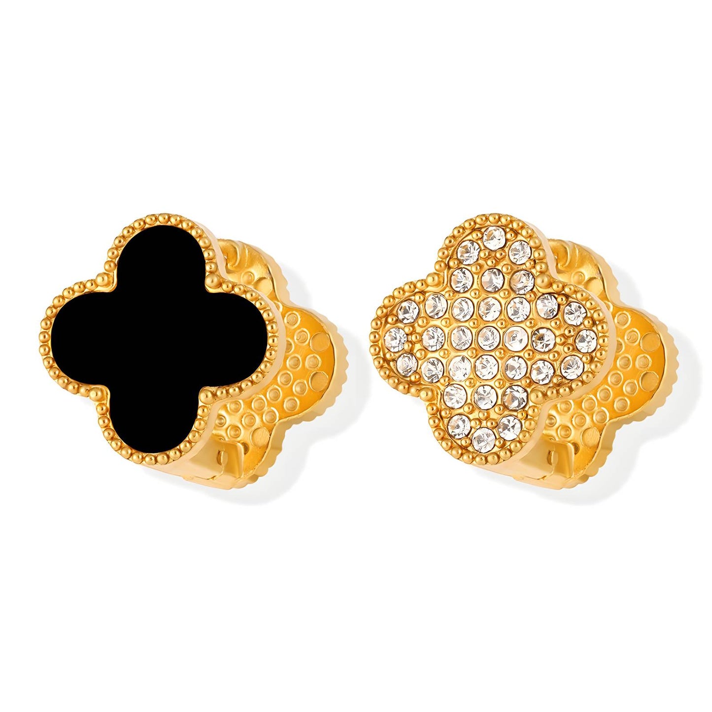 18K gold plated Stainless steel  Four-leaf clover earrings, Intensity