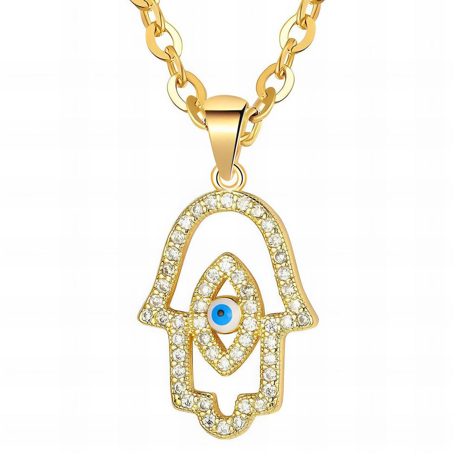 18K gold plated Stainless steel  Evil Eye necklace, Intensity