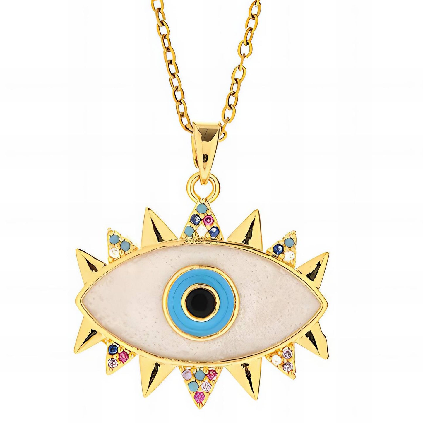 18K gold plated Stainless steel  evil eye necklace, Intensity