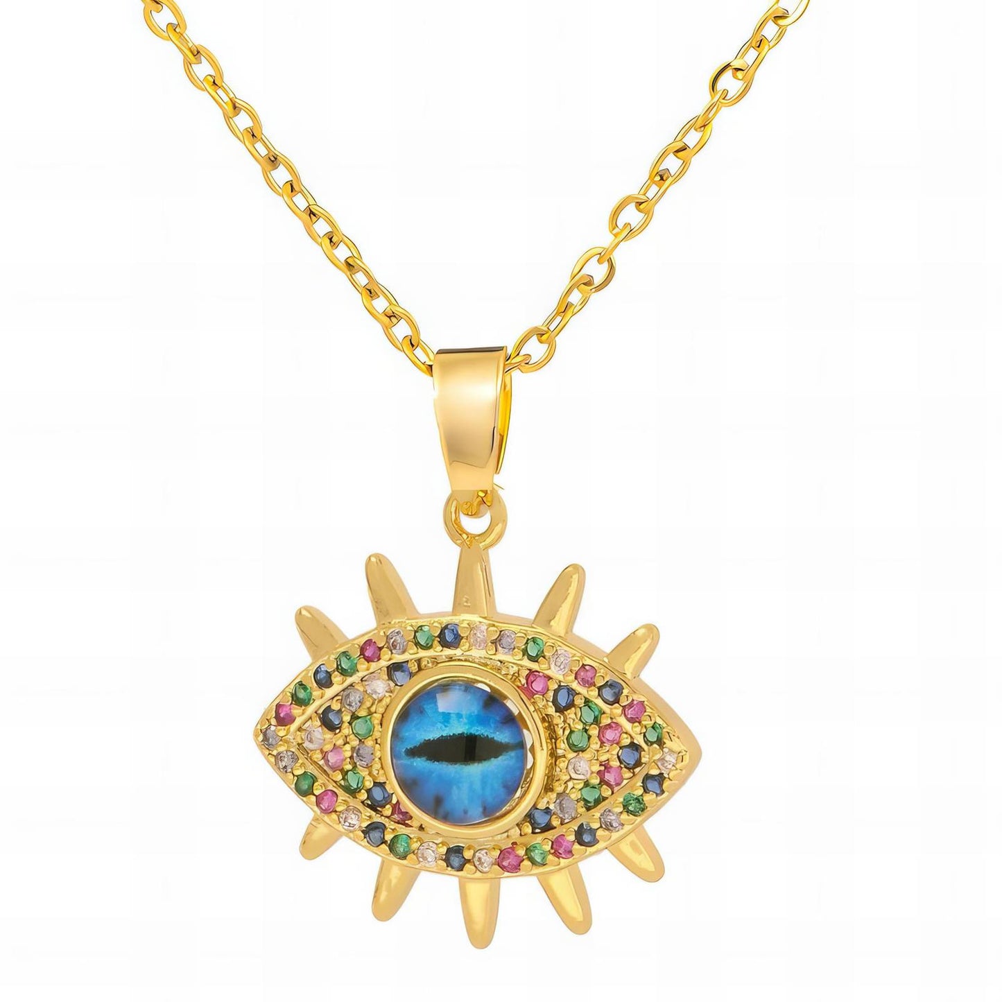 18K gold plated Stainless steel  evil eye necklace, Intensity