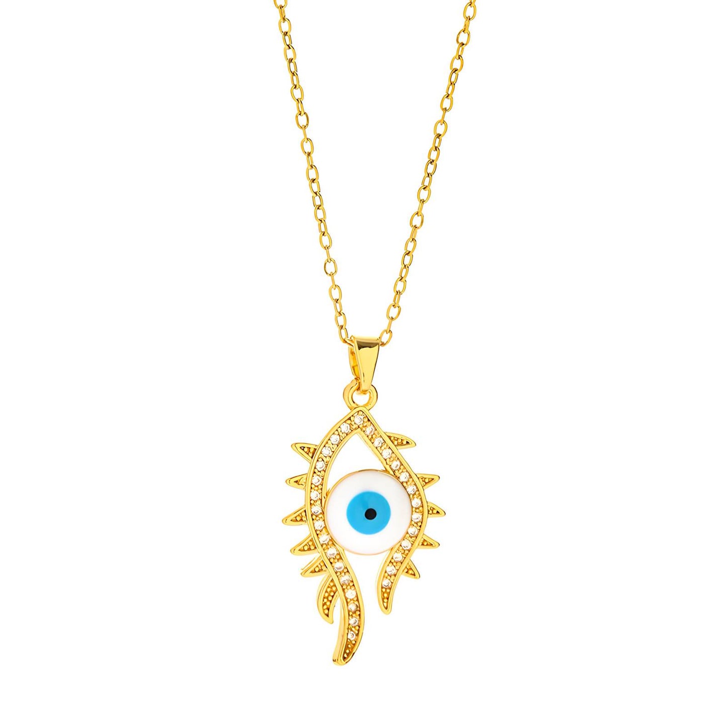 18K gold plated Stainless steel  evil eye necklace, Intensity