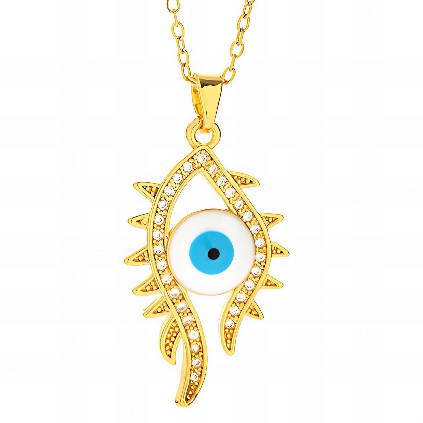 18K gold plated Stainless steel  evil eye necklace, Intensity