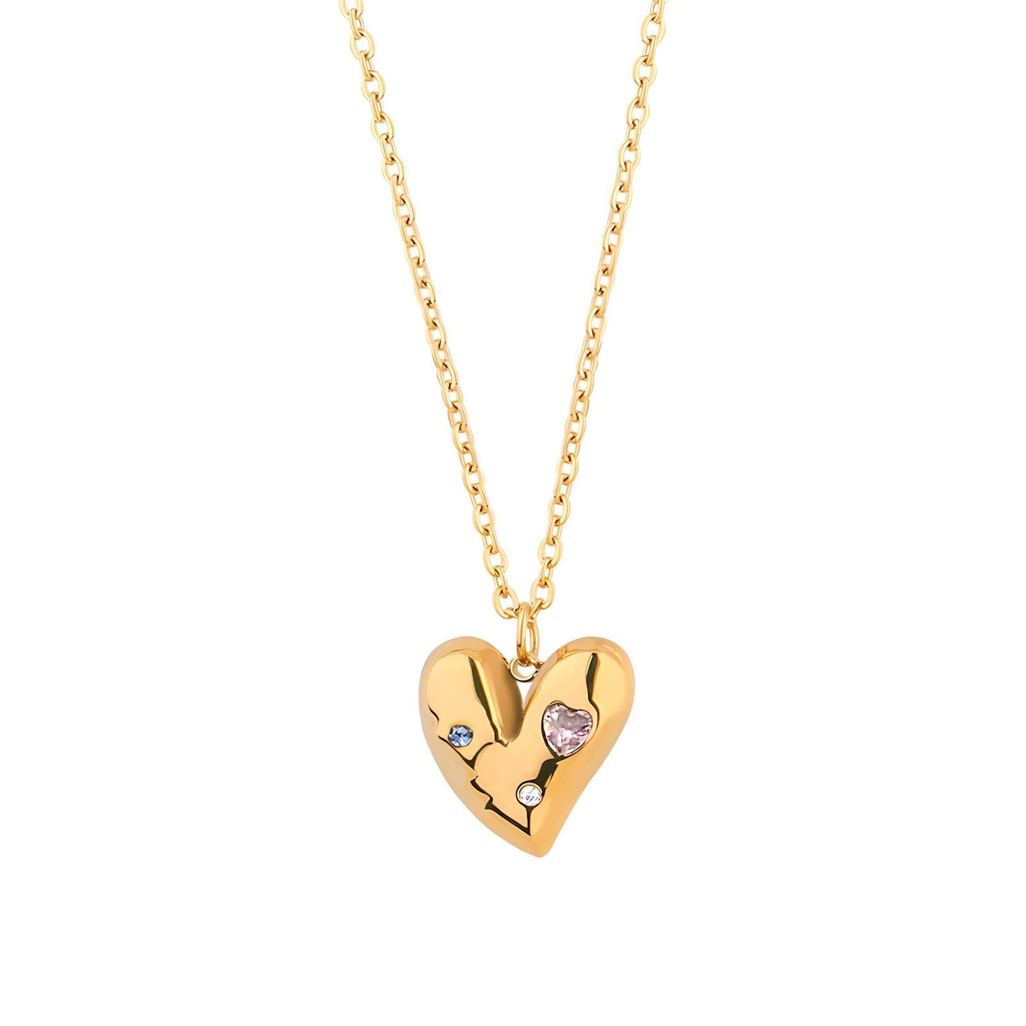 18K gold plated Stainless steel  Heart necklace, Intensity