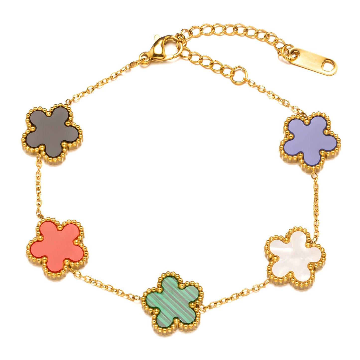 18K gold plated Stainless steel  Flowers bracelet, Intensity