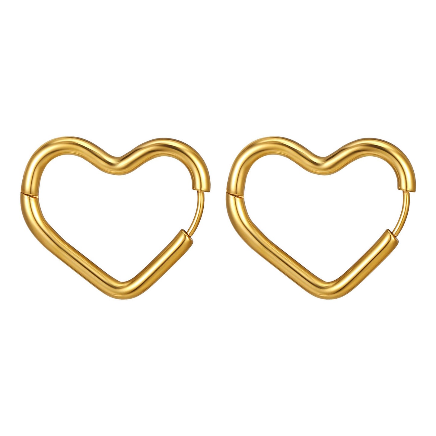 18K gold plated Stainless steel  Hearts earrings, Intensity