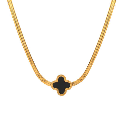 18K gold plated Stainless steel  Four-leaf clover necklace, Intensity