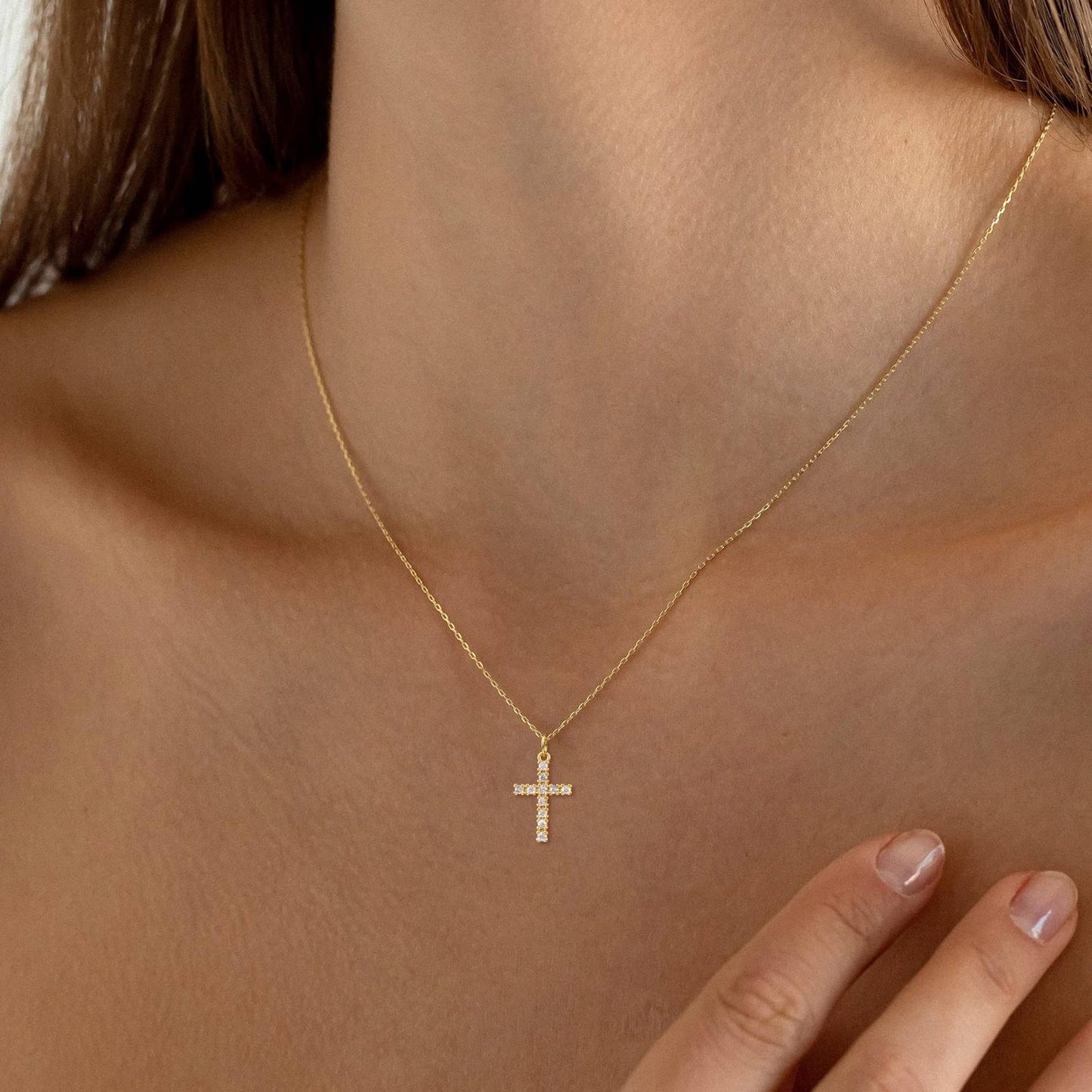 18K gold plated Stainless steel  Crosses necklace, Intensity