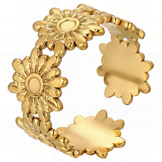 18K gold plated Stainless steel  Flowers finger ring, Intensity