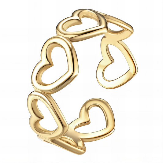 18K gold plated Stainless steel  Hearts finger ring, Intensity