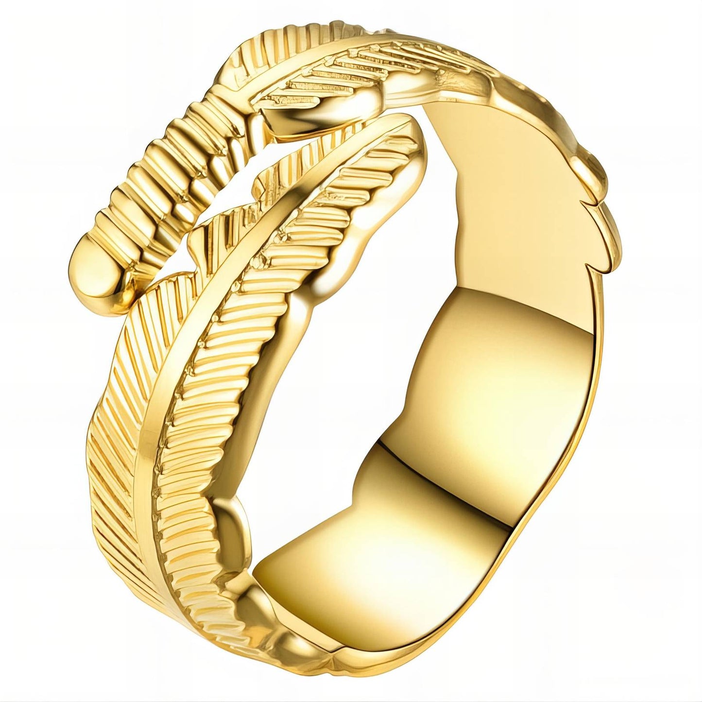 18K gold plated Stainless steel  Leaf finger ring, Intensity