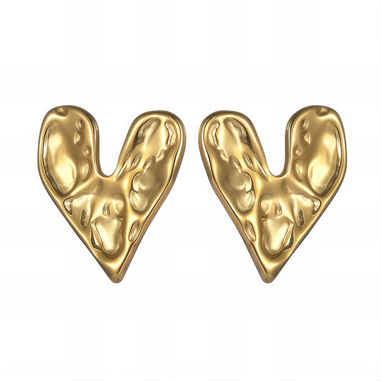 18K gold plated Stainless steel  Hearts earrings, Intensity