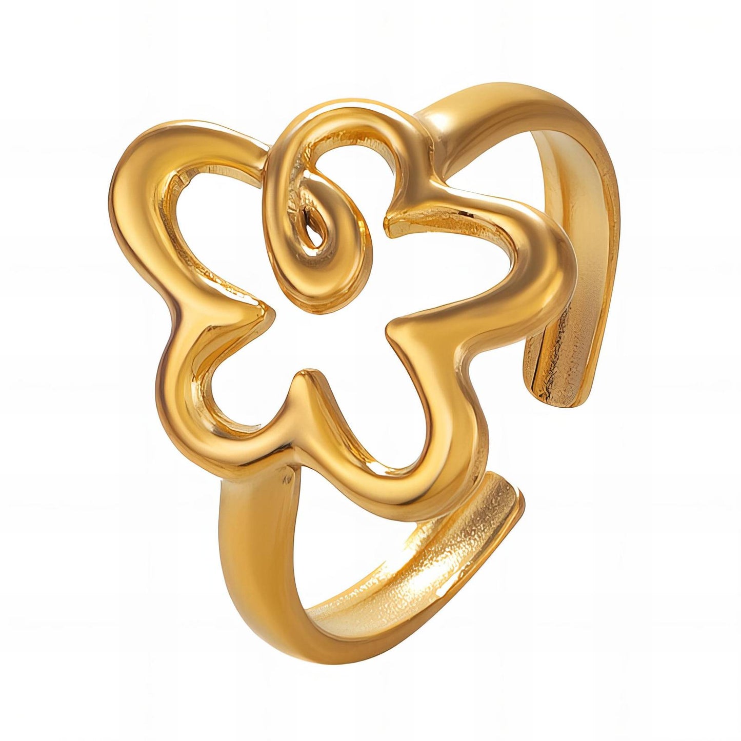 18K gold plated Stainless steel  Flower finger ring, Intensity