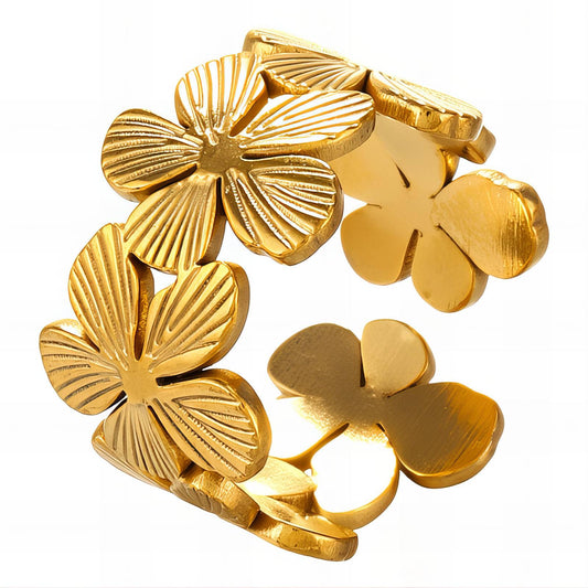 18K gold plated Stainless steel  Flowers finger ring, Intensity