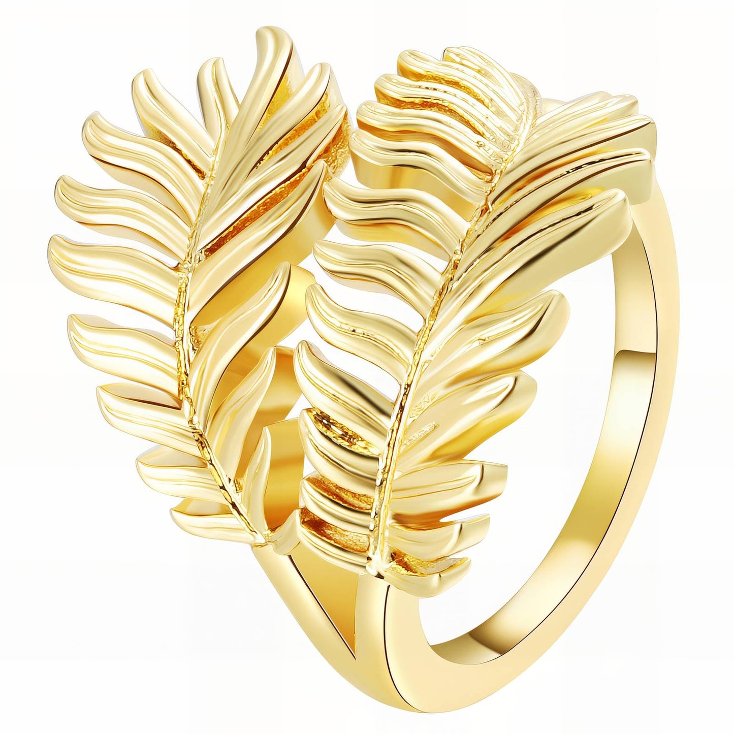 18K gold plated Stainless steel  Leafs finger ring, Intensity