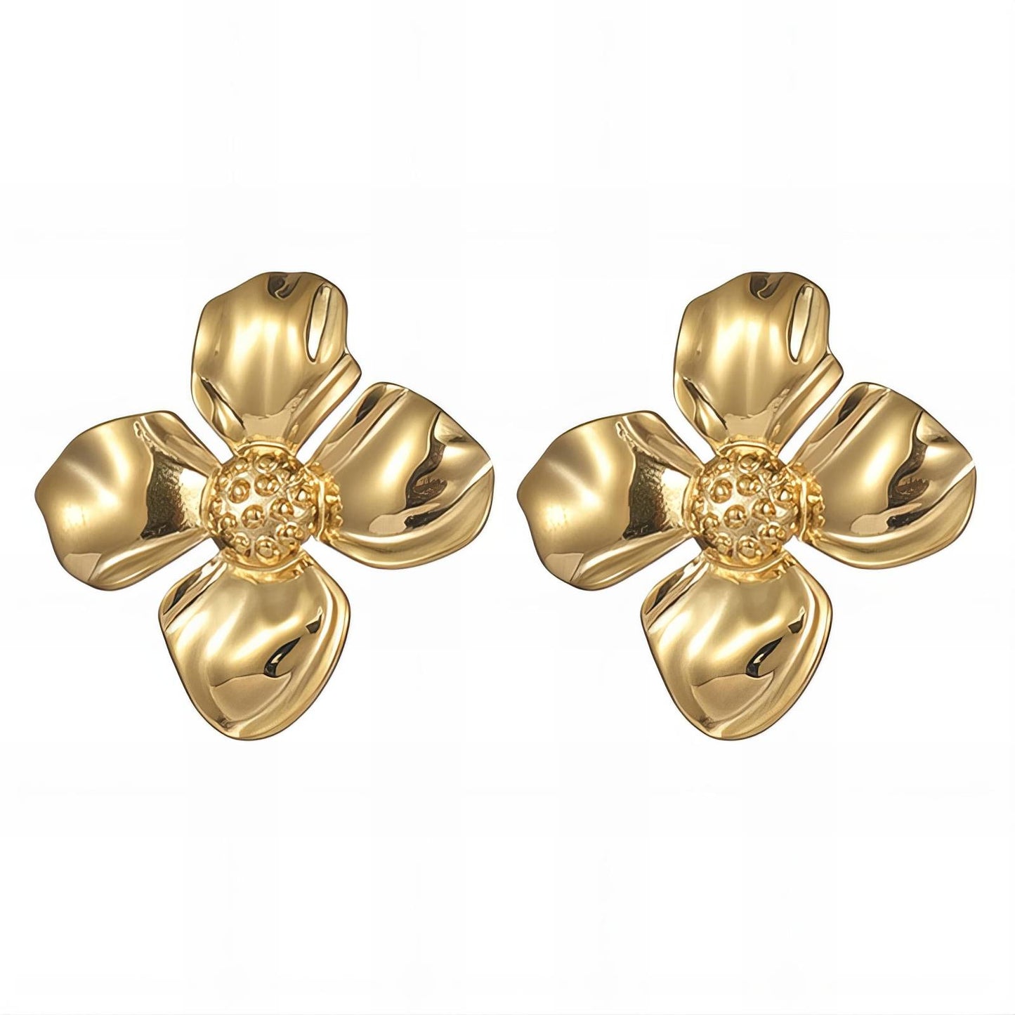 18K gold plated Stainless steel  Flowers earrings, Intensity