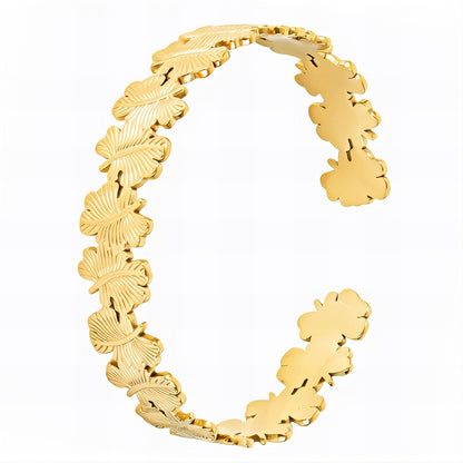 18K gold plated Stainless steel  Leafs bracelet, Intensity