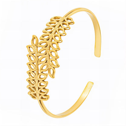 18K gold plated Stainless steel  Leafs bracelet, Intensity