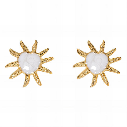 18K gold plated Stainless steel  Sun earrings, Intensity