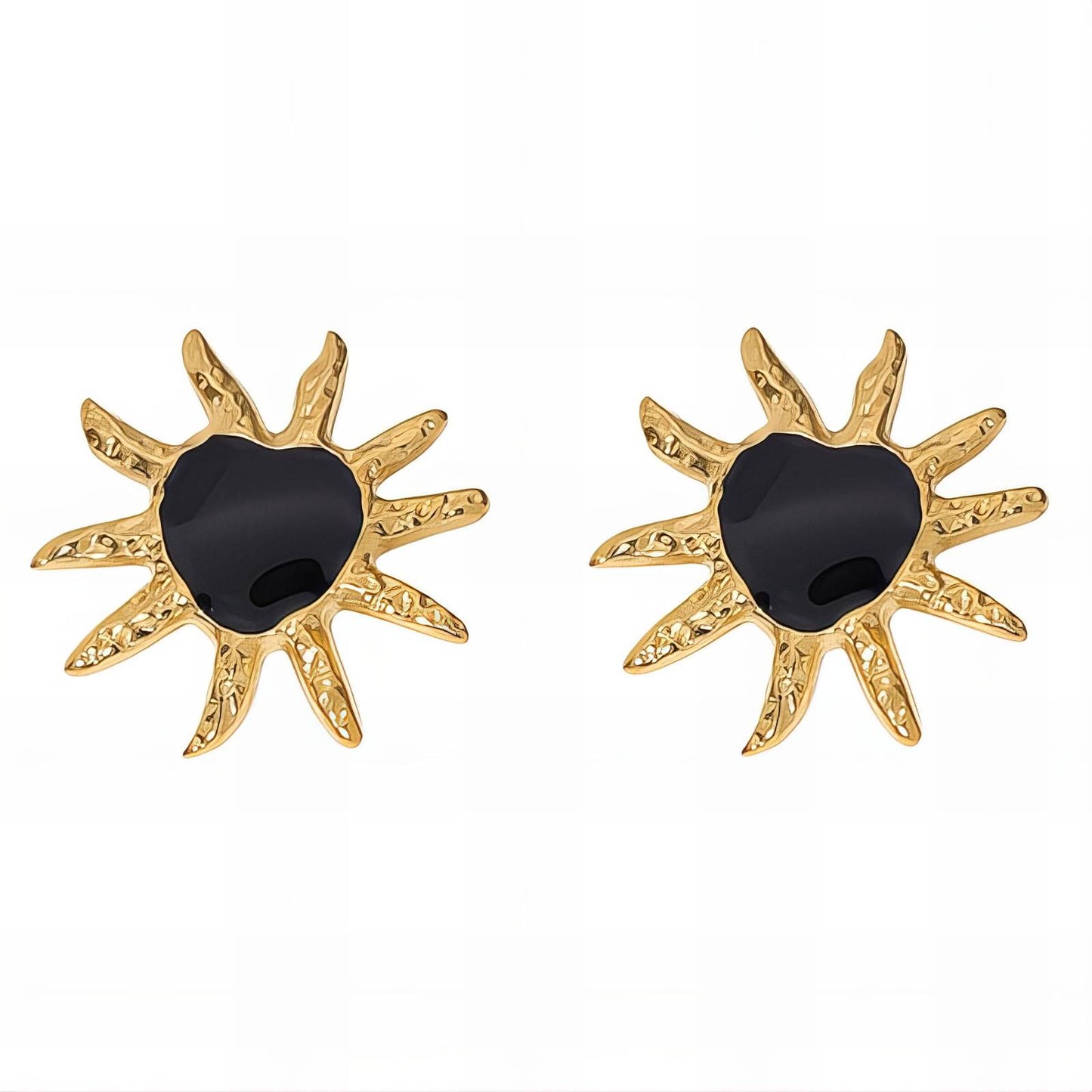 18K gold plated Stainless steel  Sun earrings, Intensity