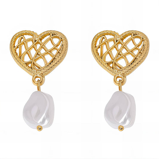 18K gold plated Stainless steel  Hearts earrings, Intensity