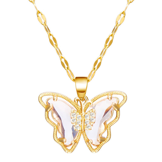 18K gold plated  Butterflies necklace, Intensity