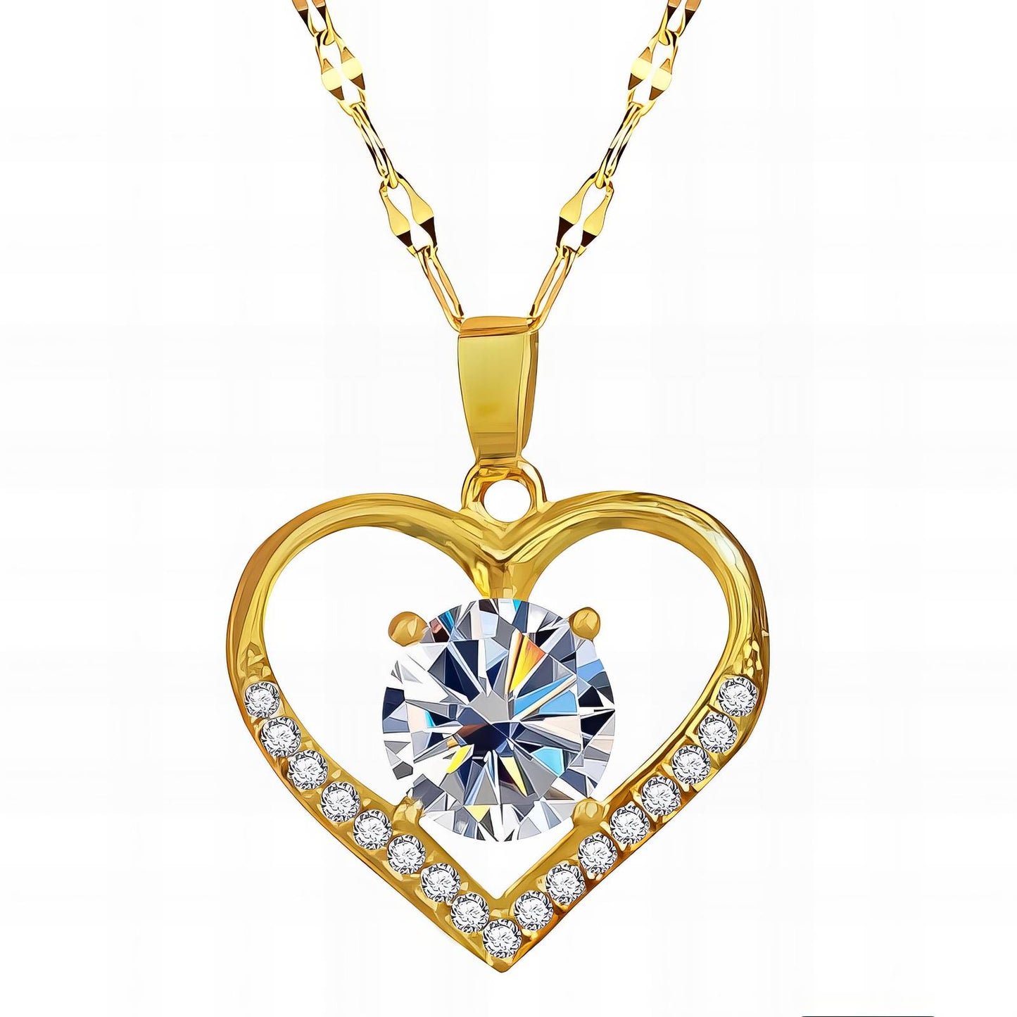 18K gold plated  Heart necklace, Intensity