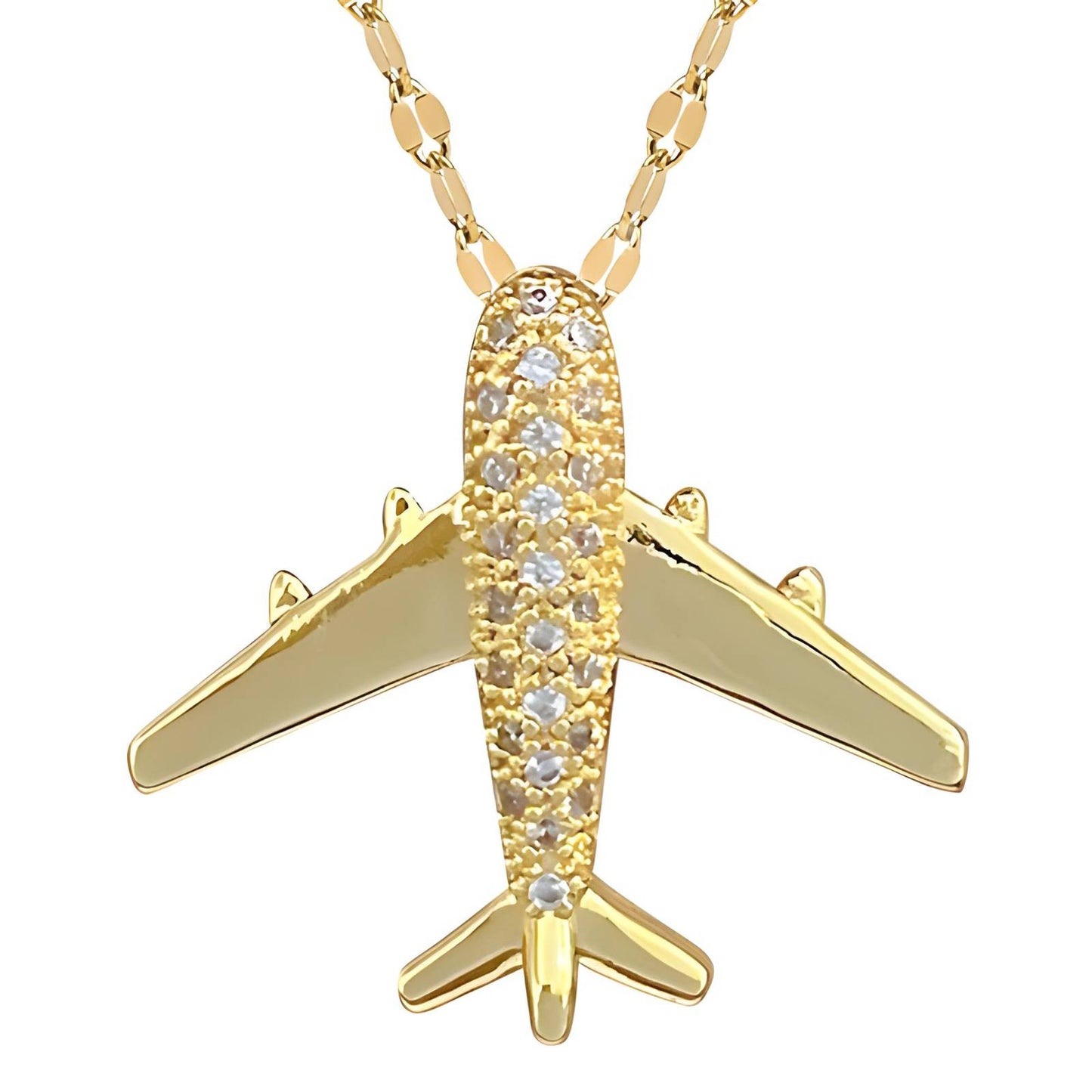 18K gold plated  Airplane necklace, Intensity