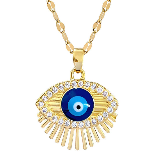 18K gold plated  Evil Eyes necklace, Intensity