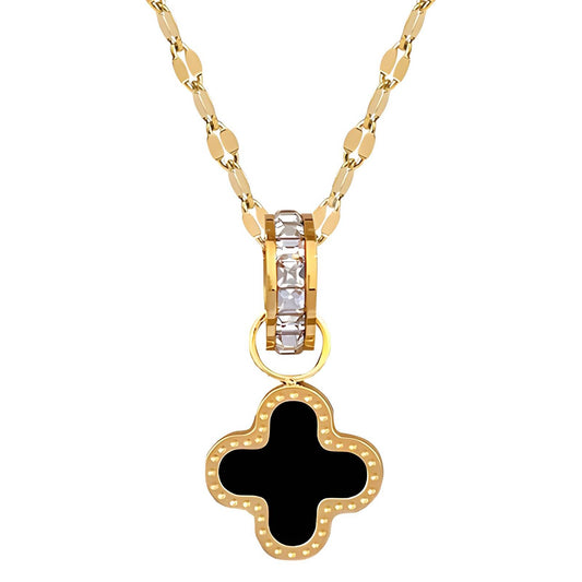 18K gold plated Stainless steel  Four-leaf clover necklace, Intensity