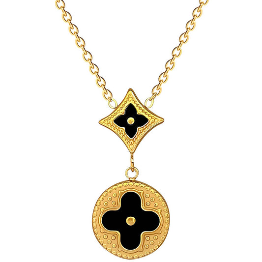 18K gold plated Stainless steel  Four-leaf clover necklace, Intensity