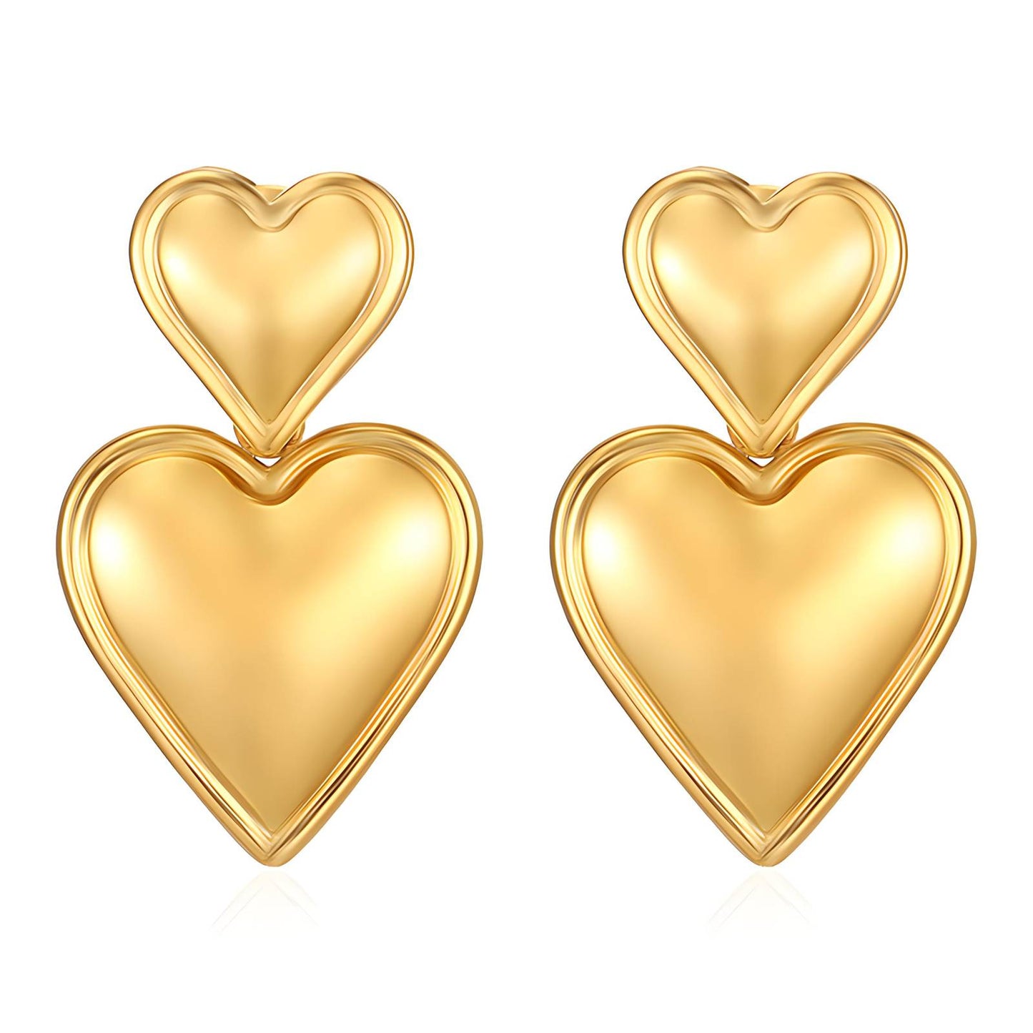 18K gold plated Stainless steel  heart earrings, Intensity