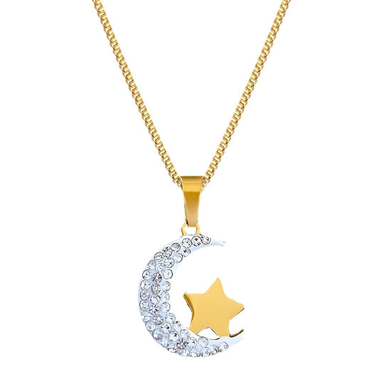 18K gold plated Stainless steel  Crescent necklace, Intensity