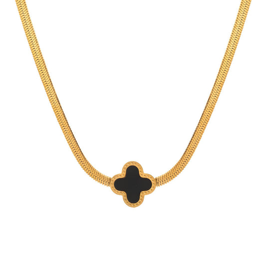 18K gold plated Stainless steel  Four-leaf clover necklace, Intensity