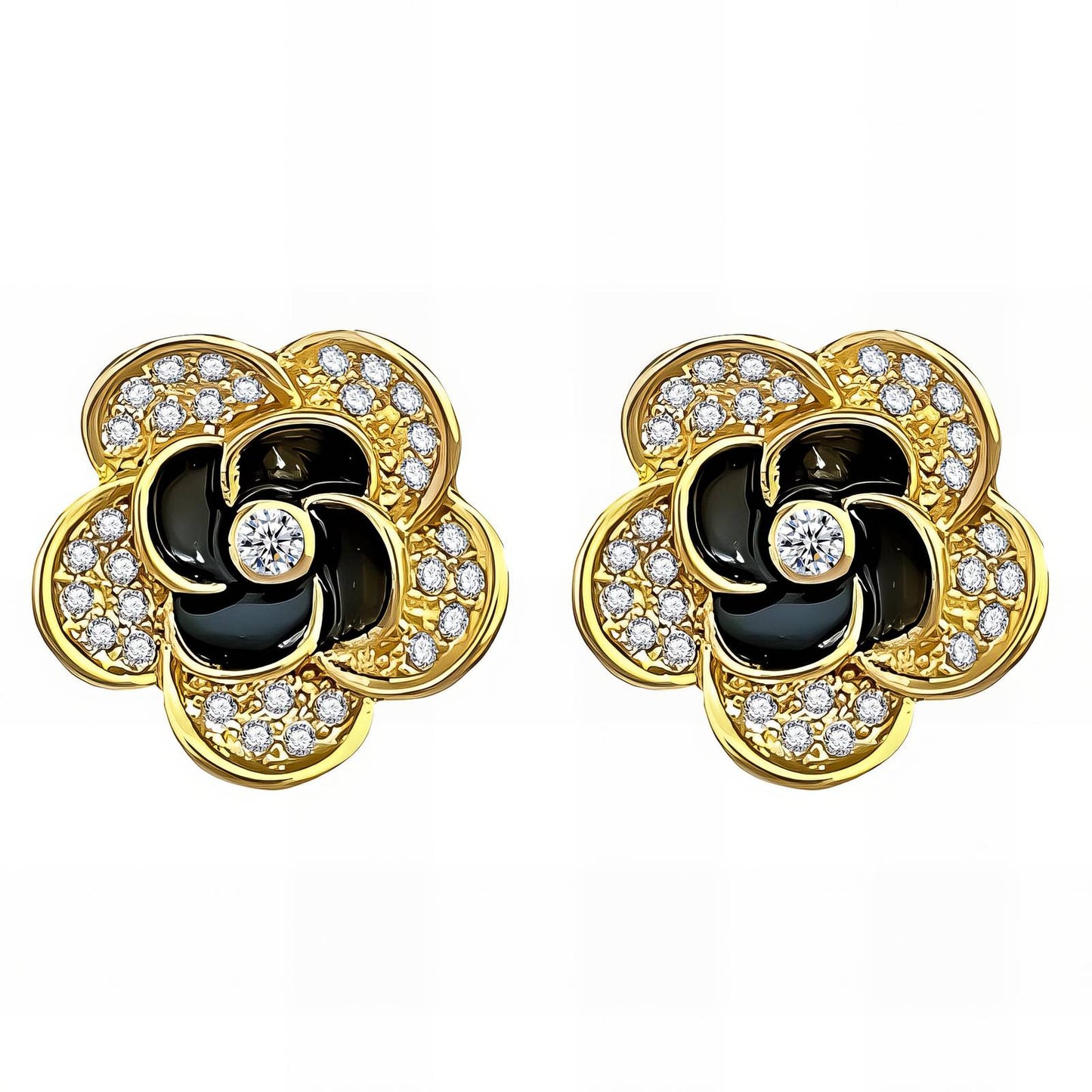 18K gold plated Brass  Flowers earrings, Intensity