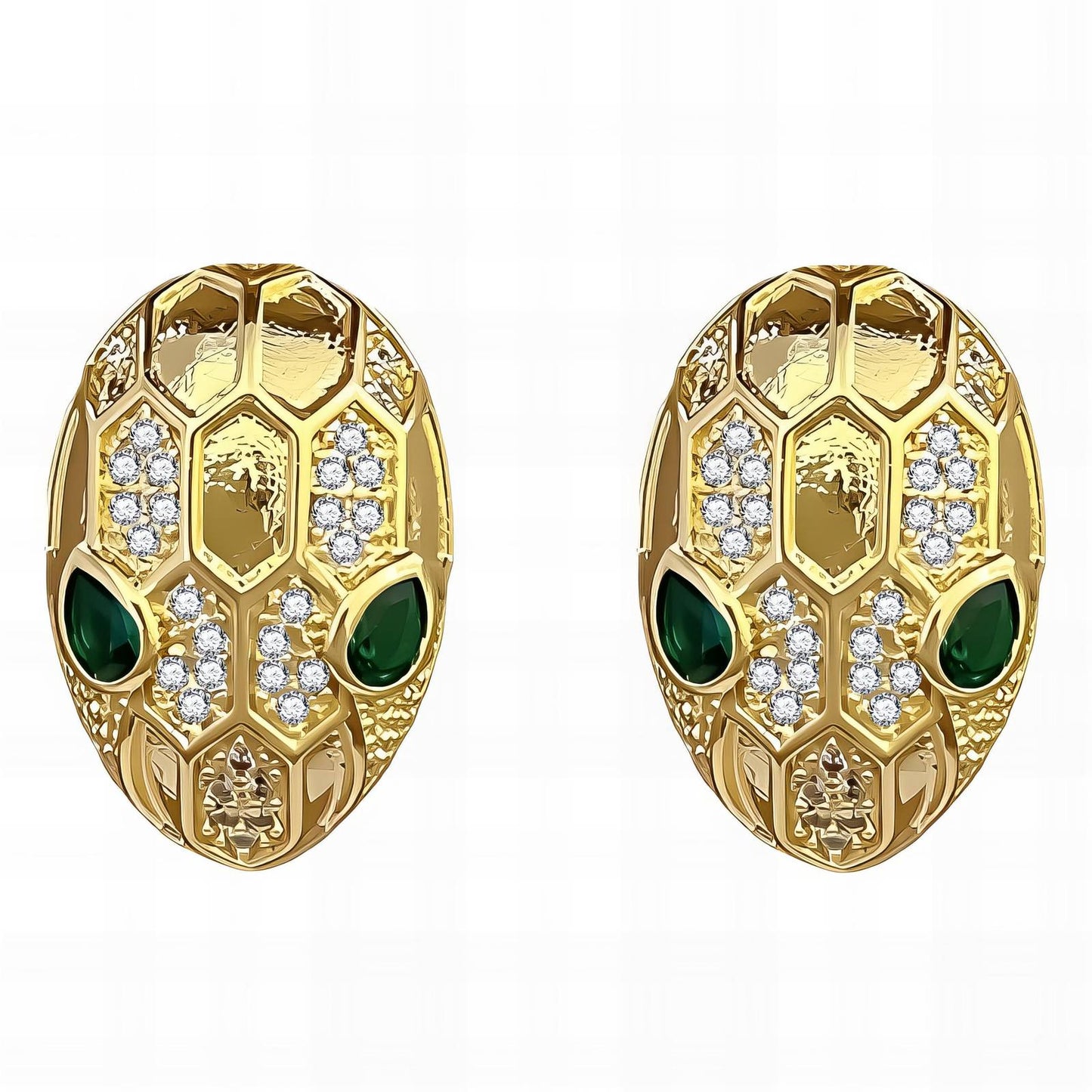 18K gold plated Brass  Snake Head earrings, Intensity