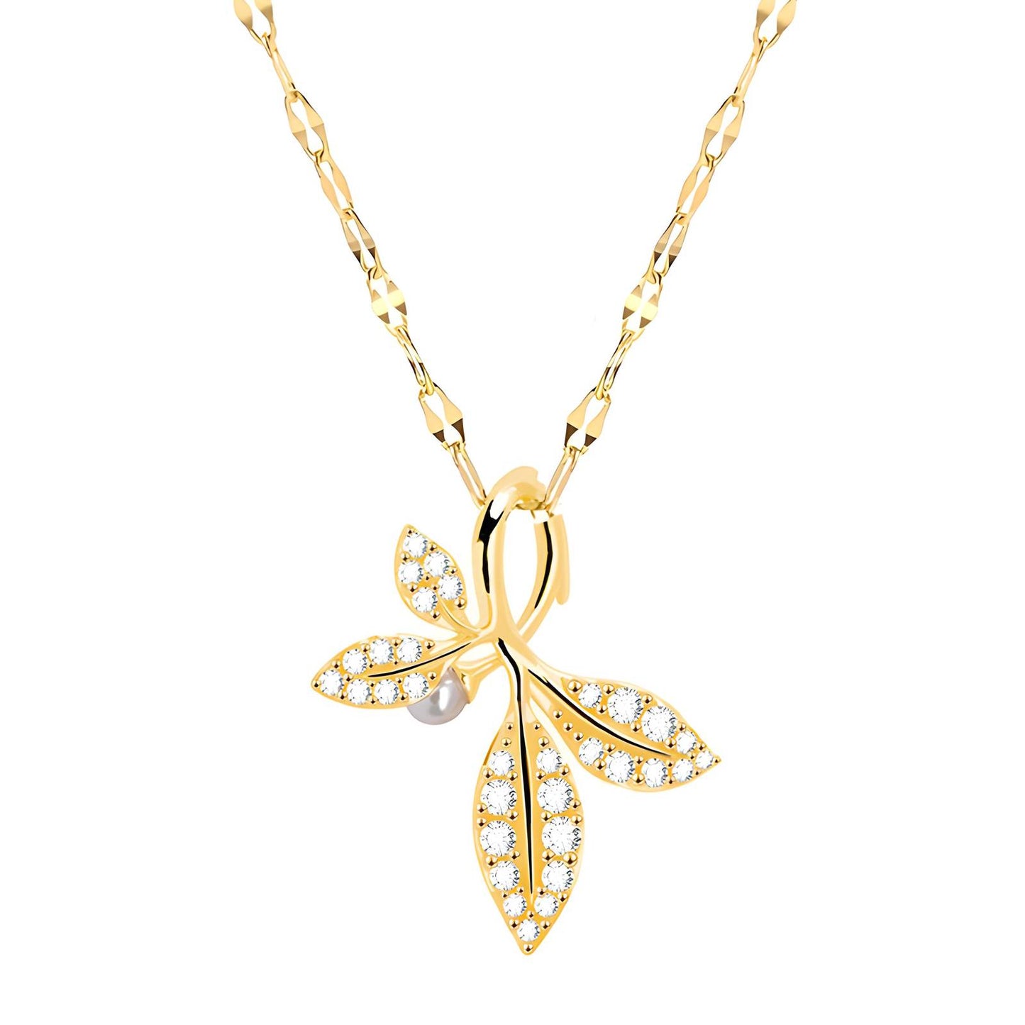 18K gold plated  Leafs necklace, Intensity