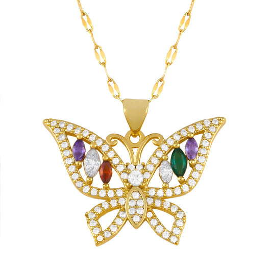 18K gold plated  Butterflies necklace, Intensity