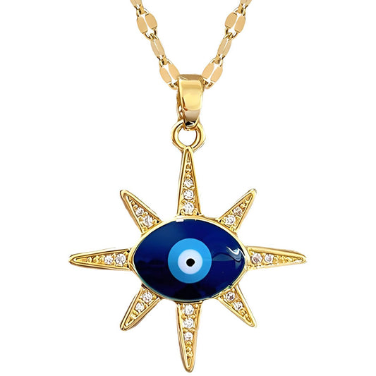 18K gold plated  Evil Eye necklace, Intensity