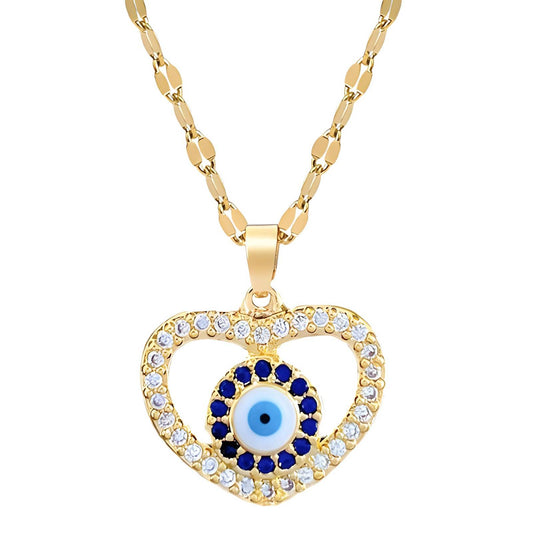 18K gold plated  Evil Eyes necklace, Intensity