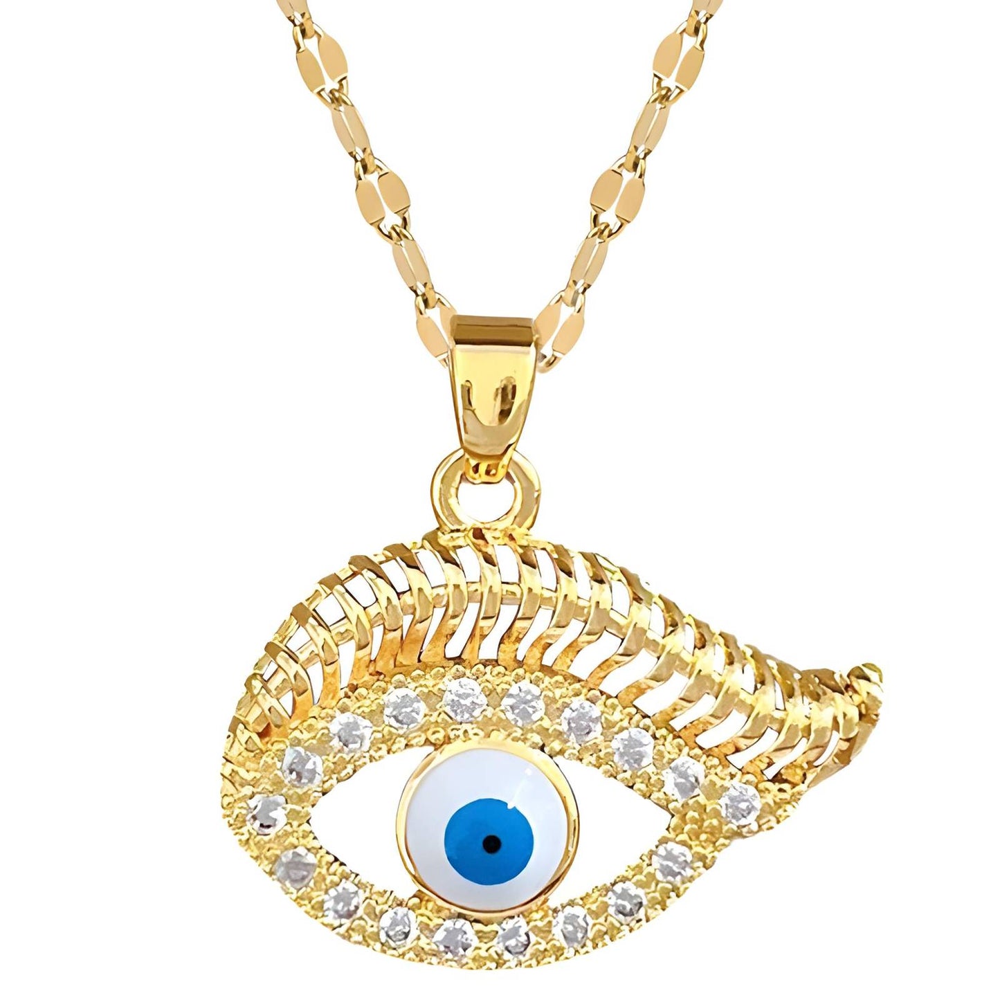 18K gold plated  Evil Eyes necklace, Intensity