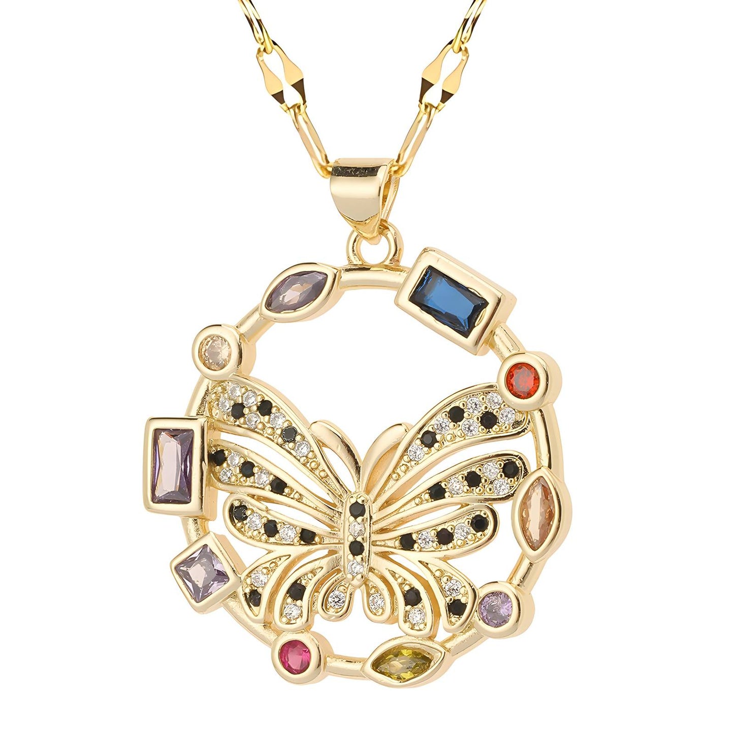 18K gold plated  Butterflies necklace, Intensity