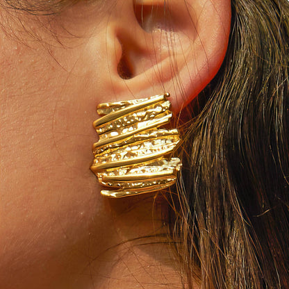 18K gold plated Stainless steel earrings, Intensity