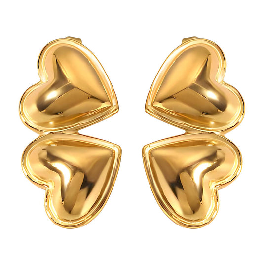 18K gold plated Stainless steel  Hearts earrings, Intensity