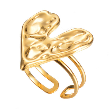 18K gold plated Stainless steel  Heart finger ring, Intensity