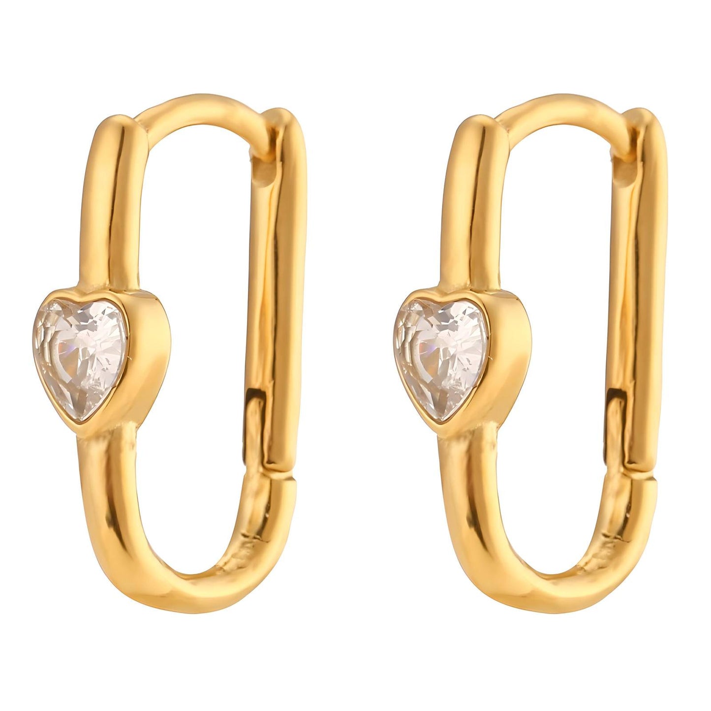 18K gold plated Stainless steel  Hearts earrings, Intensity