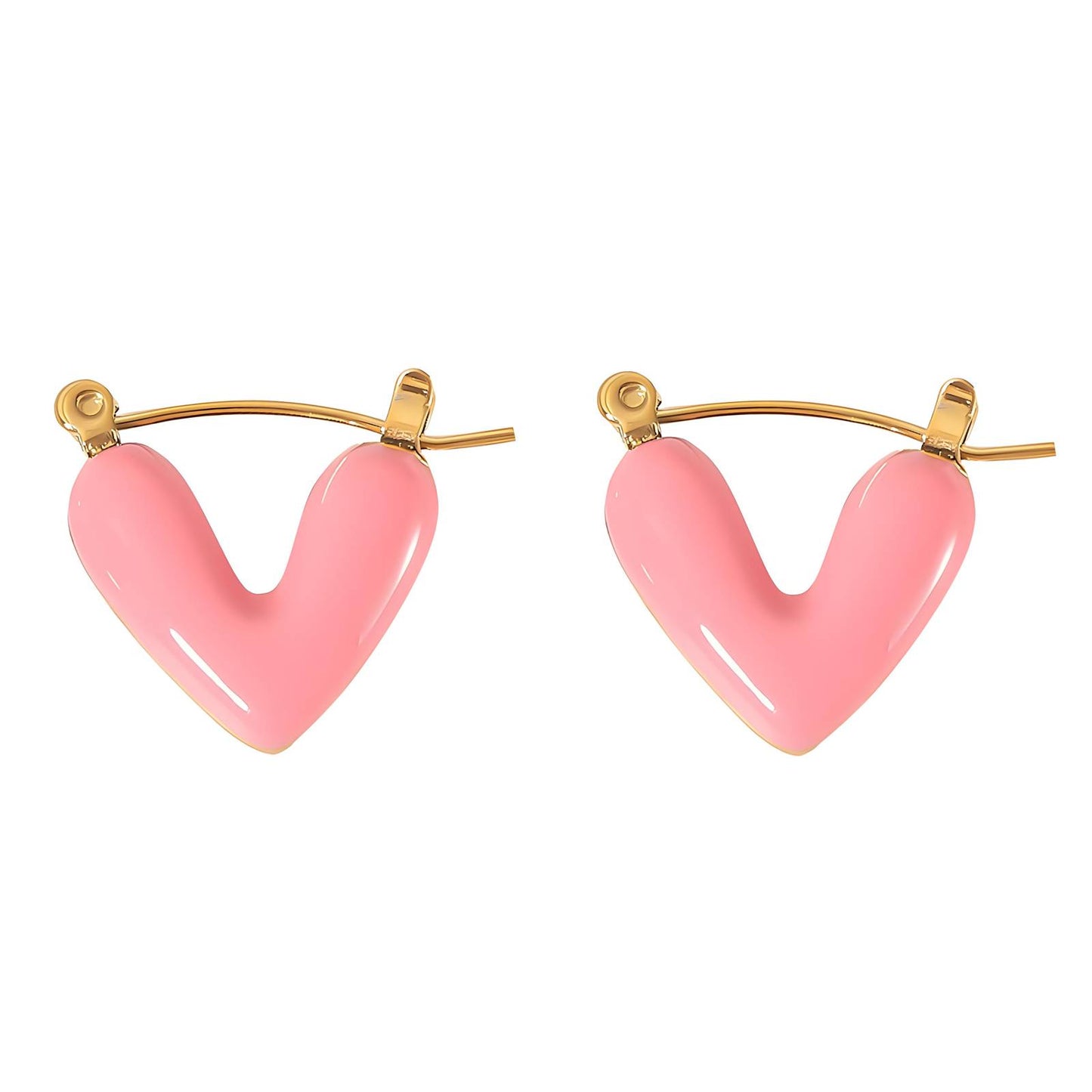 18K gold plated Stainless steel  Hearts earrings, Intensity