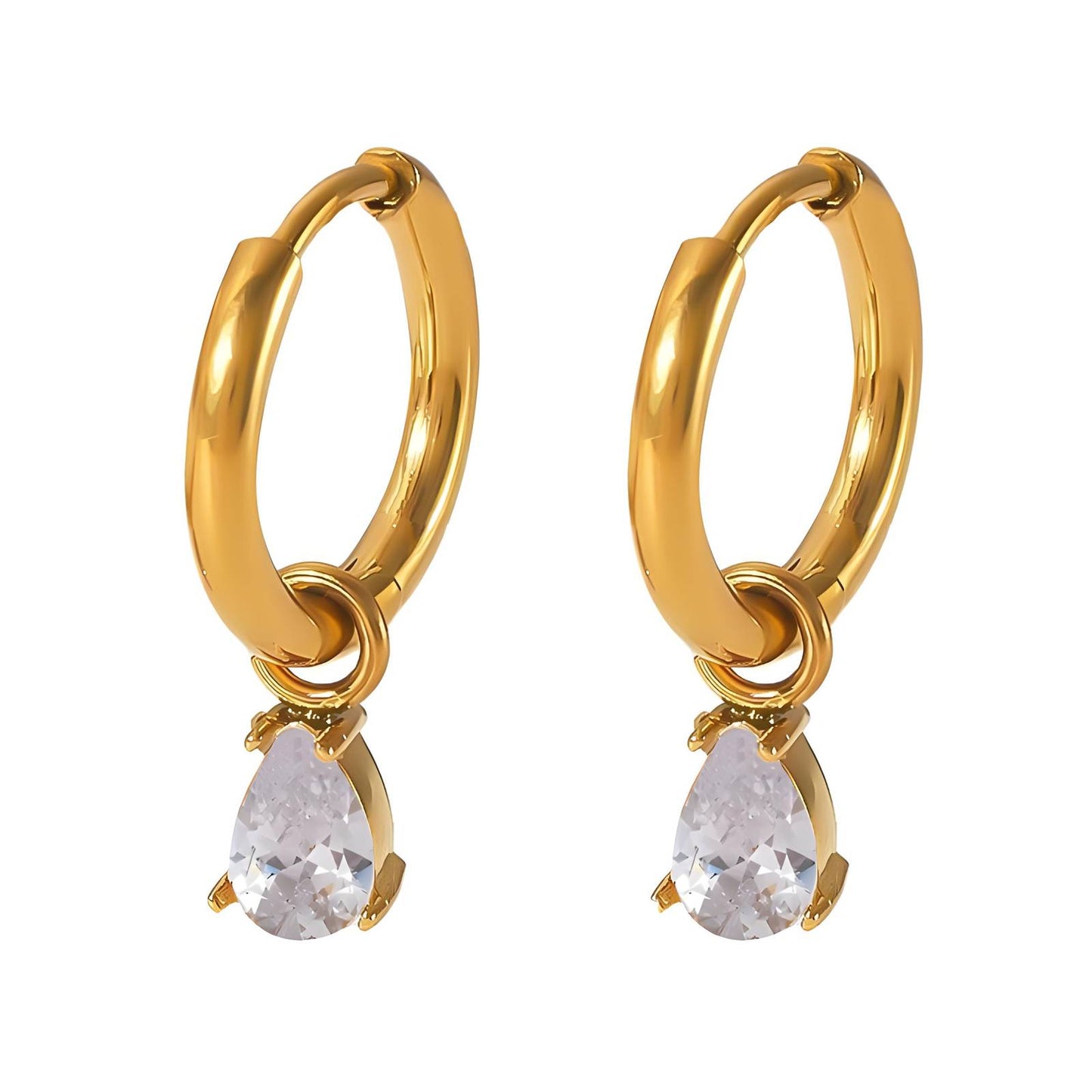 18K gold plated Stainless steel  Water drop earrings, Intensity